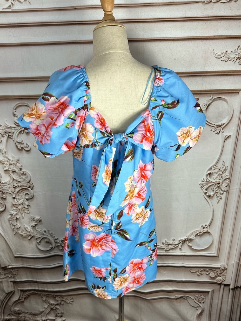 GB girls Light Blue Floral Tie-Shoulder Dress - Picture 7 of 8